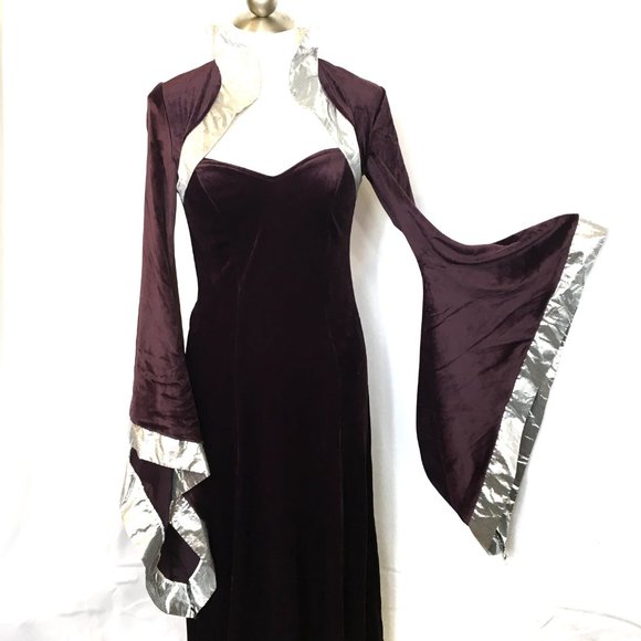 Renaissance Medieval Gothic Plum Velvet Maxi Dress Costume Cinema Secrets EUC - Picture 2 of 12
